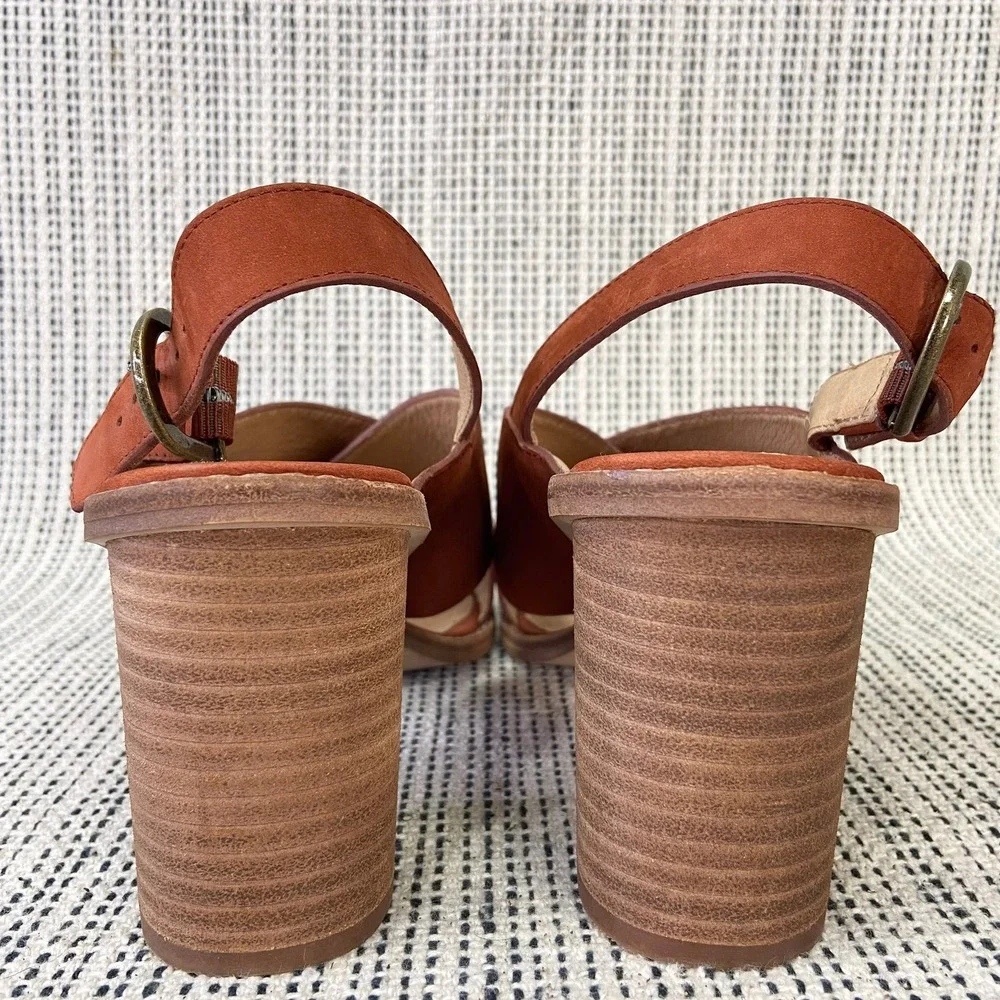 Madewell Ruthie Block Heel Sandals Sz 10 Spiced Cider Rust‎ Suede Leather Boho